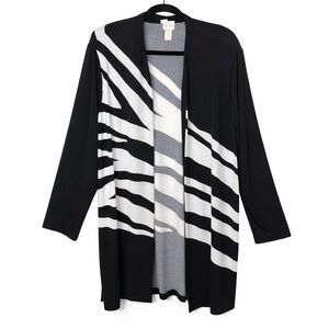 Chico's Zebra Stripe Black and White Cardigan